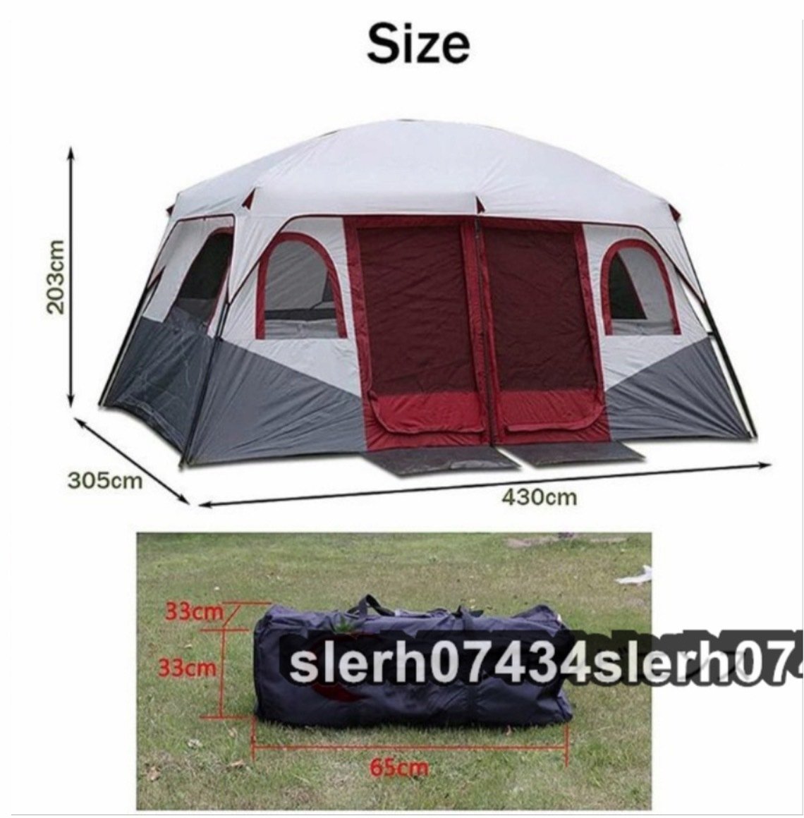 大型テント12人用屋外テント 2ベッドルームファミリーテント 新入荷 8～12人用テント、キャンプ用テントとシェルター_画像6