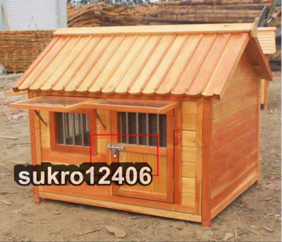 ペットの犬小屋 屋外の猫小屋 犬舎 犬小屋 80*100*86cm 猫 ハウス 大型犬 屋外 犬 ハウス 雨よけ 木製 防水ケージ_画像4