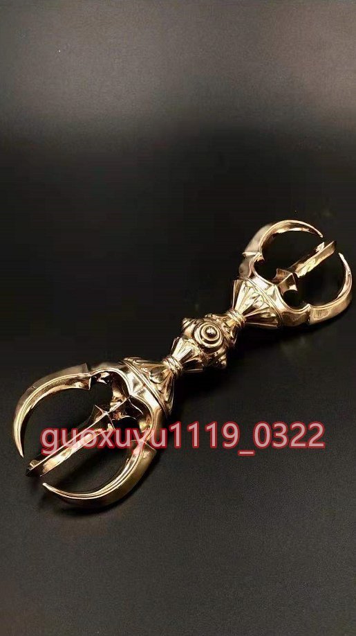 密教法具 寺院仏具」極上品 真言宗 飛行三鈷杵 銅製 磨き仕上げ 長さ 密教法具 寺院仏具」極上品 真言宗 飛行三鈷杵 銅製 磨き仕上げ 長さ