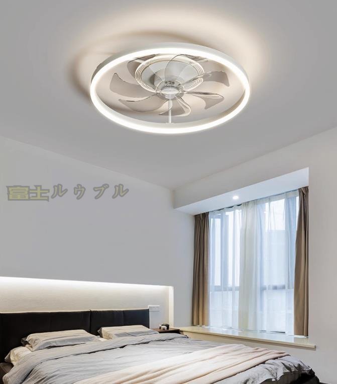 実用 花型扇風機 LEDシーリングファンライト リビング照明 寝室照明 天井照明 無段階調光調色 リモコン付_画像4