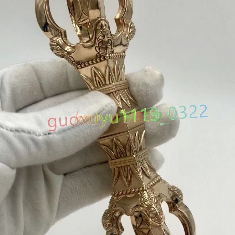 真言宗 烏枢沙摩明王 金剛五鈷杵 密教法具 寺院仏具 銅製 磨き 真言宗 烏枢沙摩明王 金剛五鈷杵 密教法具 寺院仏具 銅製 磨き