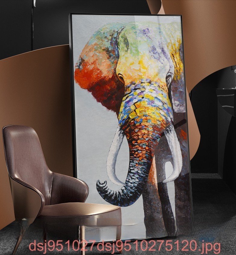 動物 玄関 美術品 象 油彩装飾 リビングルーム装飾画 絵画 廊下 幅40cm*高さ70cm_画像4
