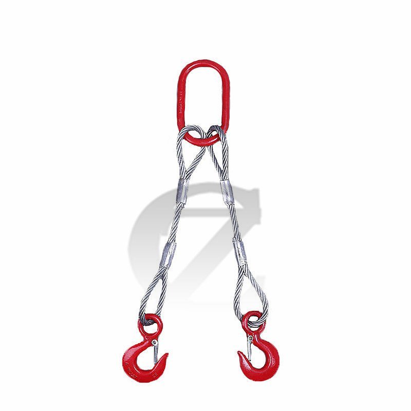 2本吊り 玉掛ワイヤー ワイヤーロープ ワイヤスリング ステンレス製 スリムフック付き 吊上げ 使用荷重2t 長さ1ｍ_画像2