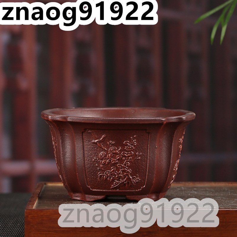  most new work popular recommendation * purple sand purple mud bonsai pot plant pot angle pot comming off carving purple mud . handmade hand made width 15.7cm× height 8.8cm