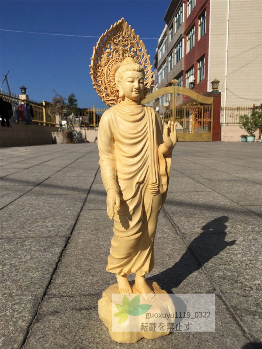 仏像 釈迦如来 立像 貴重 精密細工 木彫り 置物 仏壇仏像 祈る 厄除け 42cm_画像2