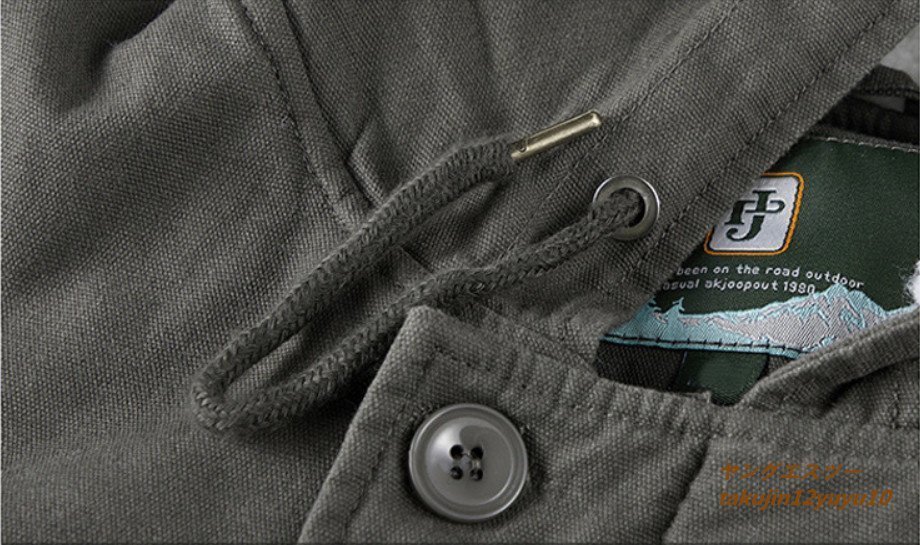 新品 メンズ アウトドアジャケット 厚手 ムートンコート ジャンパー ブルゾン 防寒防風フード付きパーカ アウター 三色選択 オリーブ 5XL_画像6