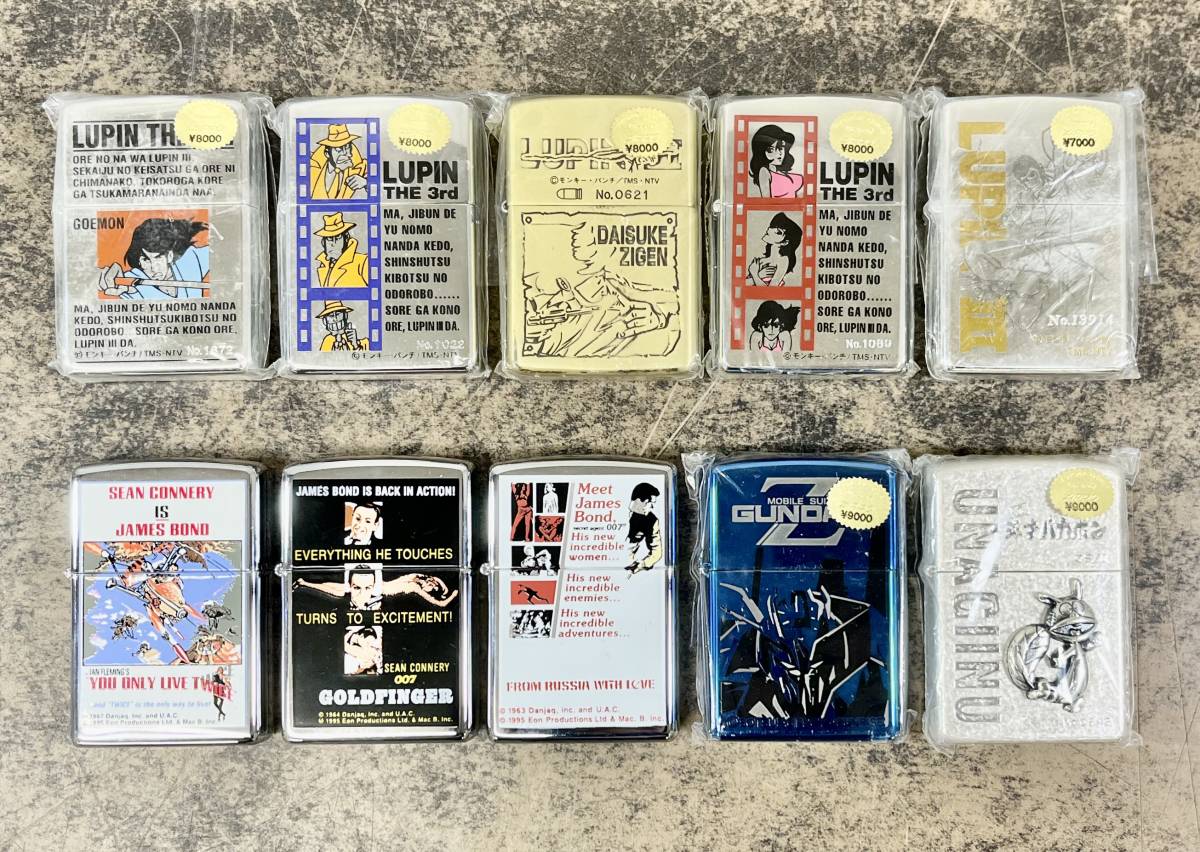 ☆X56) 未使用 ZIPPO ジッポ ルパン三世/Zガンダム No3 ゼータ/天才バカボン うなぎイヌ/007 アニメ ライター ケース付 ★_画像1