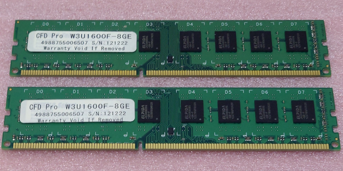 ∠CFD W3U1600F-8GE - PC3-12800U/DDR3-1600 エルピーダチップ 240Pin DDR3 UDIMM 16GB(8GB x2) 動作品_画像1