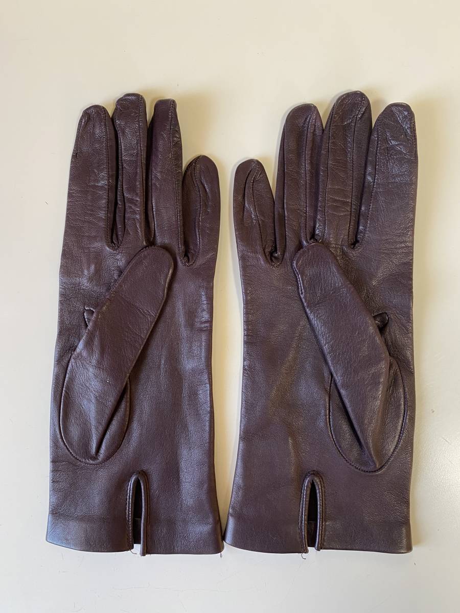 【美品】イタリア　セルモネータ　レディース　レザーグローブ　革手袋　パープル　裏地無し　SERMONETA GLOVES_画像2