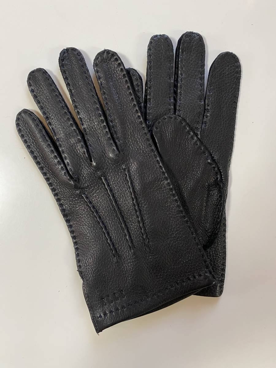 [ beautiful goods ] L ELLE men s size leather glove black black leather gloves lining less 