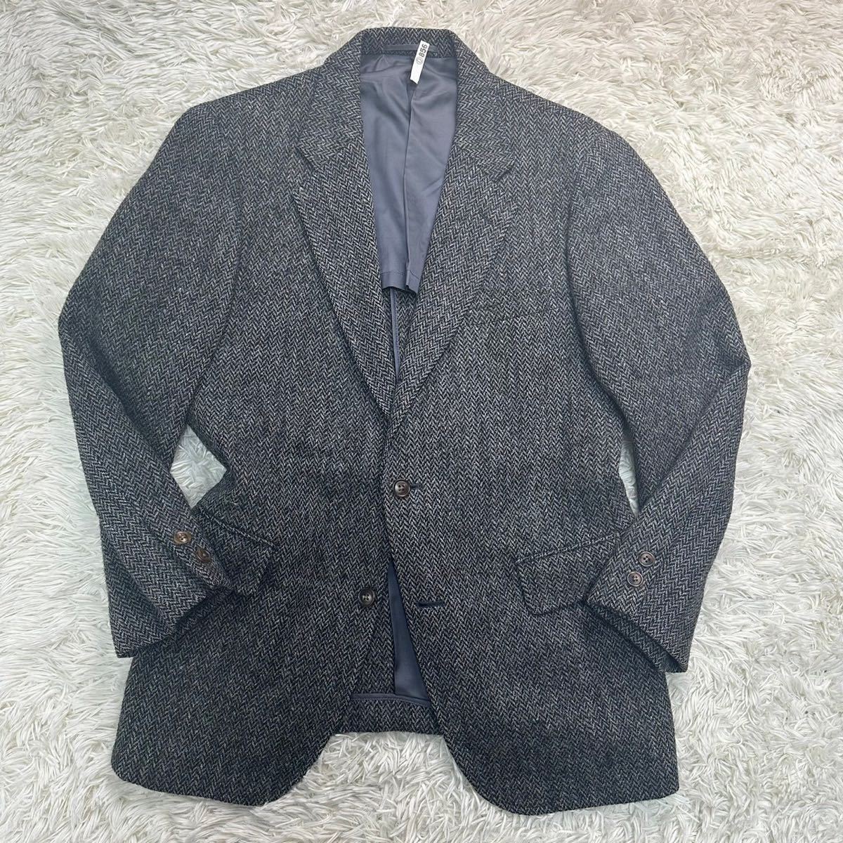 1円【極美品】J.PRESS ジェイプレス Harris Tweed ハリスツイード テーラードジャケット ヘリンボーン L ブレザー メンズ ビジネス _画像2