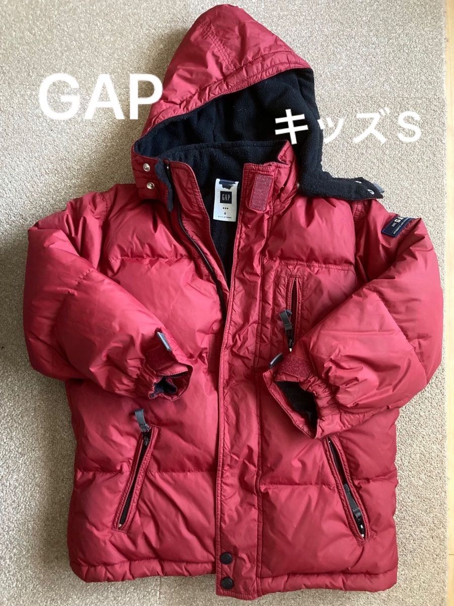 GAP  キッズSサイズ(140) ダウン ジップアップジャンパー 赤 取外し可フード付