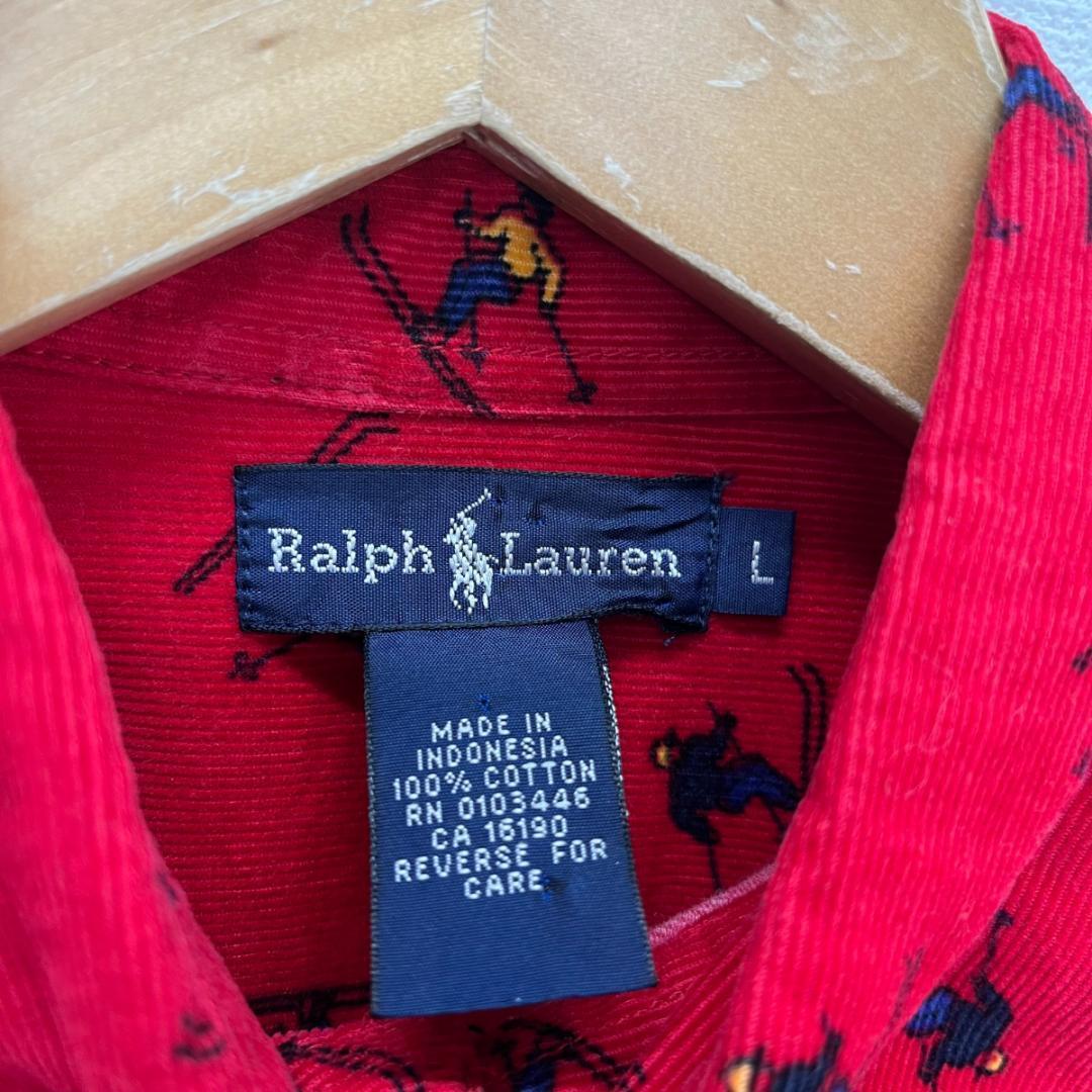 RALPH LAUREN ラルフローレン コーデュロイ ボタンダウンシャツ BD 総柄 L 10106636