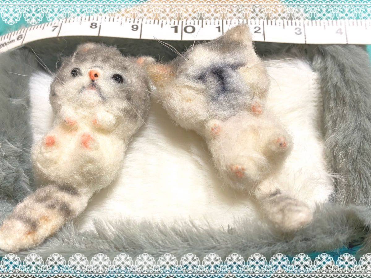 ハンドメイド 羊毛フェルト 子猫 2匹 ミニチュア ドールハウス ブライス 人形 ぬいぐるみ_画像5