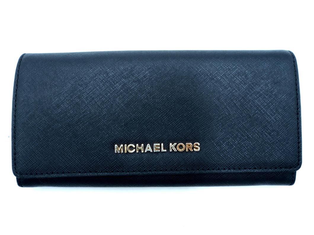 MICHAEL KORS マイケルコース 35H6GYAE3L JET SET TRAVEL CARRYALL 長 財布 黒 ■■ ☆ dkb0 レディース_画像1