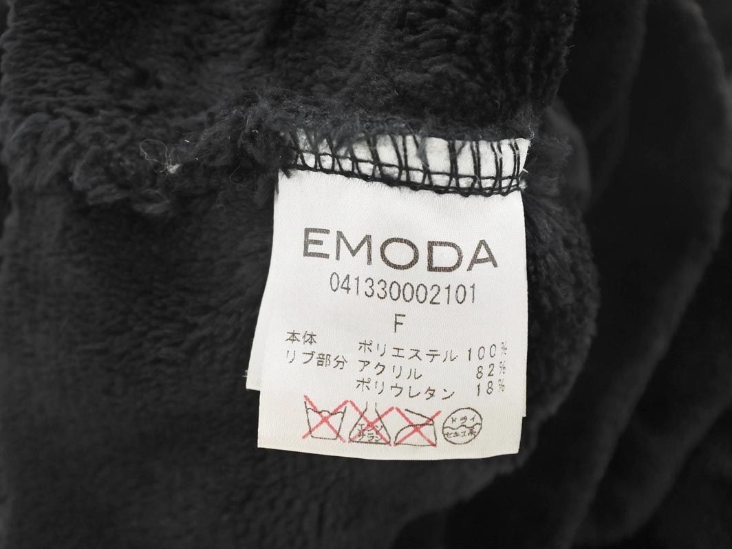 EMODA エモダ フーデッド フェイクファー コート sizeF/黒 ◆■ ☆ dkb3 レディース_画像6