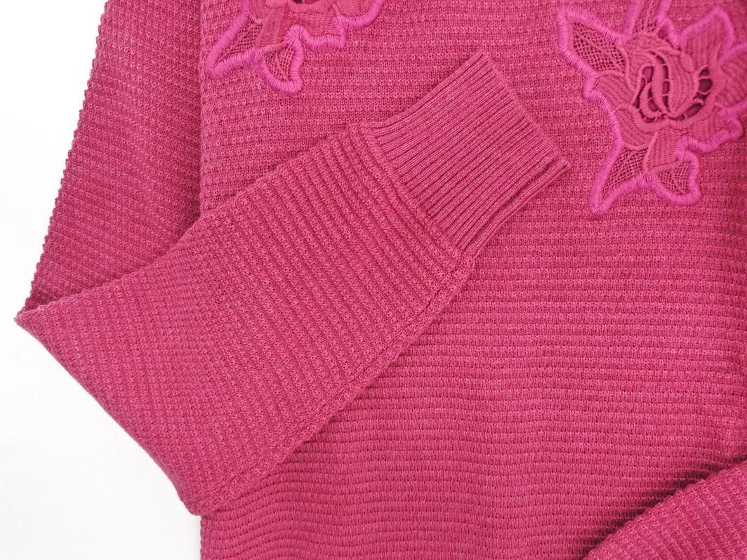 Reflect Reflect шерсть . цветок вышивка вязаный свитер size9/ розовый *# * dkc4 женский 