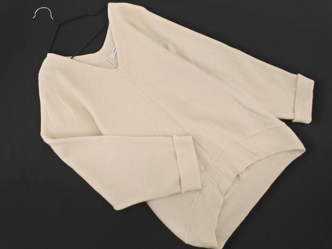 JEANASIS Jeanasis wool .V neck knitted pull over cut and sewn sizeF/ beige *# * dkc9 lady's 