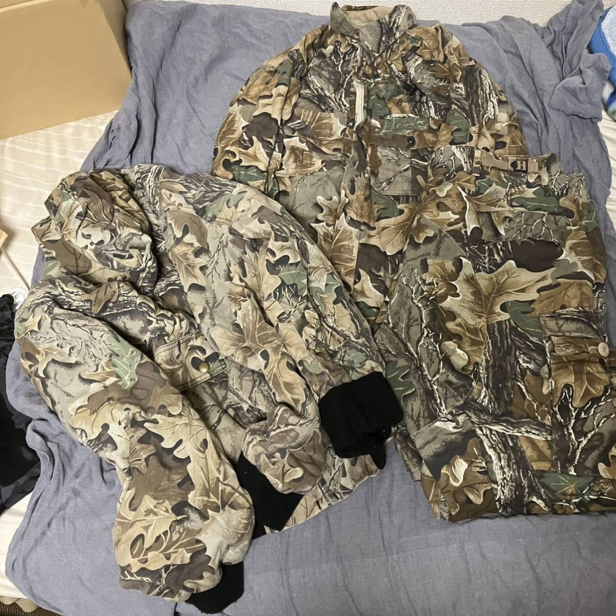 リアルツリー 迷彩服 3点セット Realtree Advantage 狩猟 ハンティング ジャケット パンツ L XL BDUミリタリー 古着_画像1