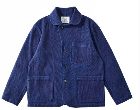 手作り 藍染め 刺し子 カバーオール 剣道着 21OZ 綿100% ワークジャケット ブレザー 上品 インディゴ フリーサイズ 海外ブランド