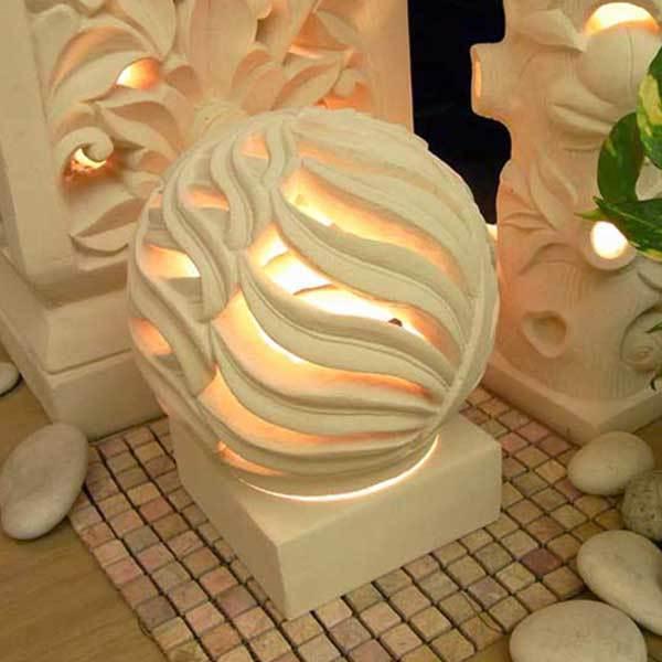 「送料込み」 フロアライト アジアン ストーン 石彫り おしゃれ LED電球対応 バリ リゾート インテリア モダン フロアランプ 照明 オブジェ