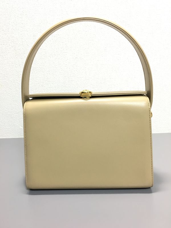 DAKS ダックス レザー 台形型 ハンドバッグ ベージュ_画像1