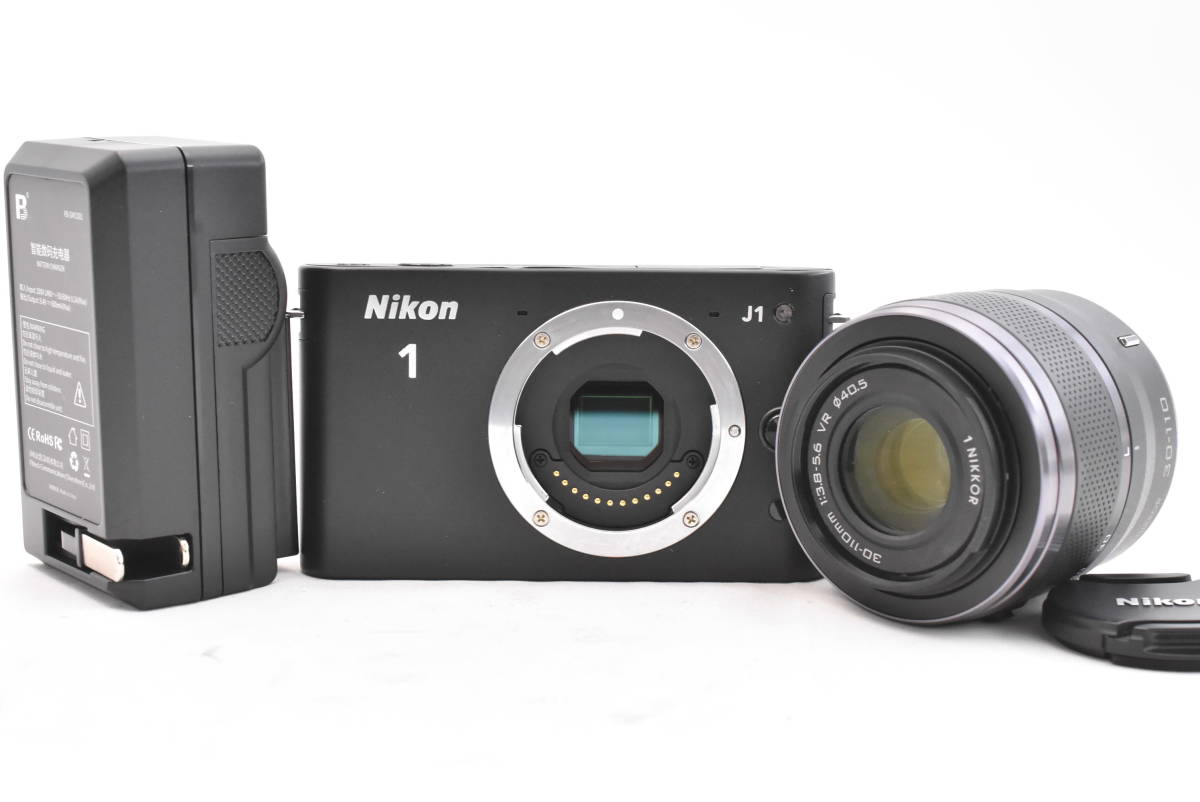 Nikon ニコン Nikon 1 J1 ブラック ミラーレス１眼/ NikoN 1 NIKKOR 30-110mm F3.8-5.6 VR ズームレンズ(t4860)_画像1