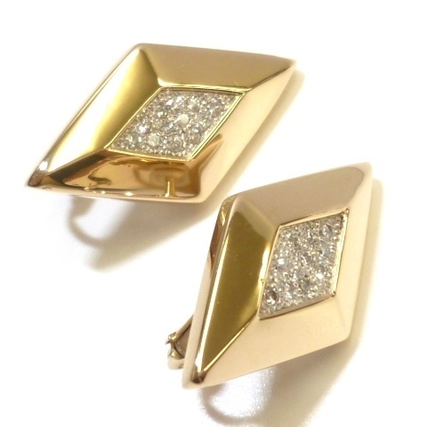 人気新品 ダイヤ J◇K18【新品仕上済】エレガント♪ 0.4ct earrings Gold Yellow ダイヤモンド 菱形 ひし形 18金 イエローゴールド イヤリング ダイヤモンド