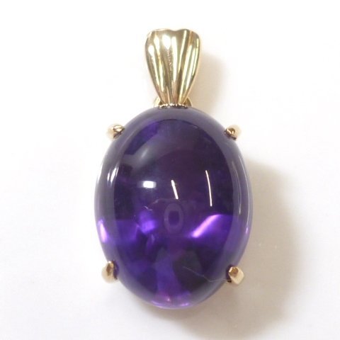 J*K18 large grain! amethyst 12ct pendant top yellow gold 18 gold natural stone purple crystal purple purple oval Amethyst[ cat pohs OK]