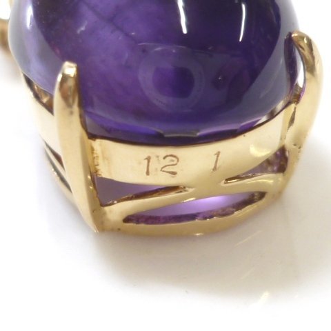 J*K18 large grain! amethyst 12ct pendant top yellow gold 18 gold natural stone purple crystal purple purple oval Amethyst[ cat pohs OK]