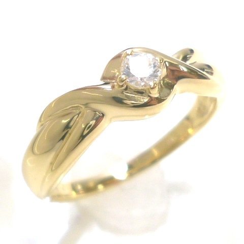 J◇K18 ヴァンドーム青山 ダイヤ 0.1ct リング 指輪 9号 イエローゴールド 18金 ダイヤモンド 箱付 diamond yellow gold ring VENDOME_画像1