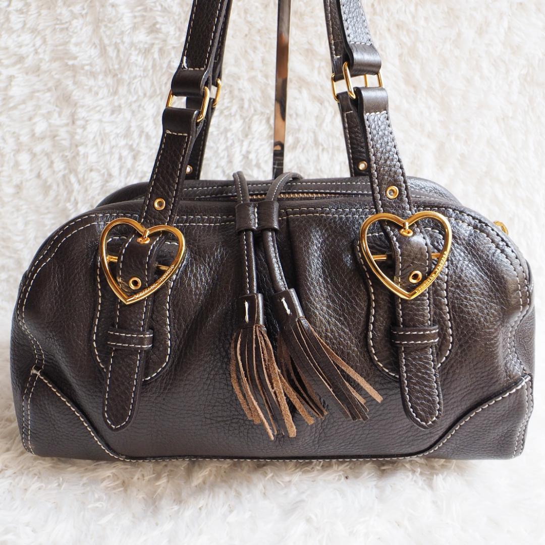  Samantha Thavasa Samantha Thavasa leather Mini Boston bag shoulder bag handbag scorching tea Brown Gold Heart metal fittings 