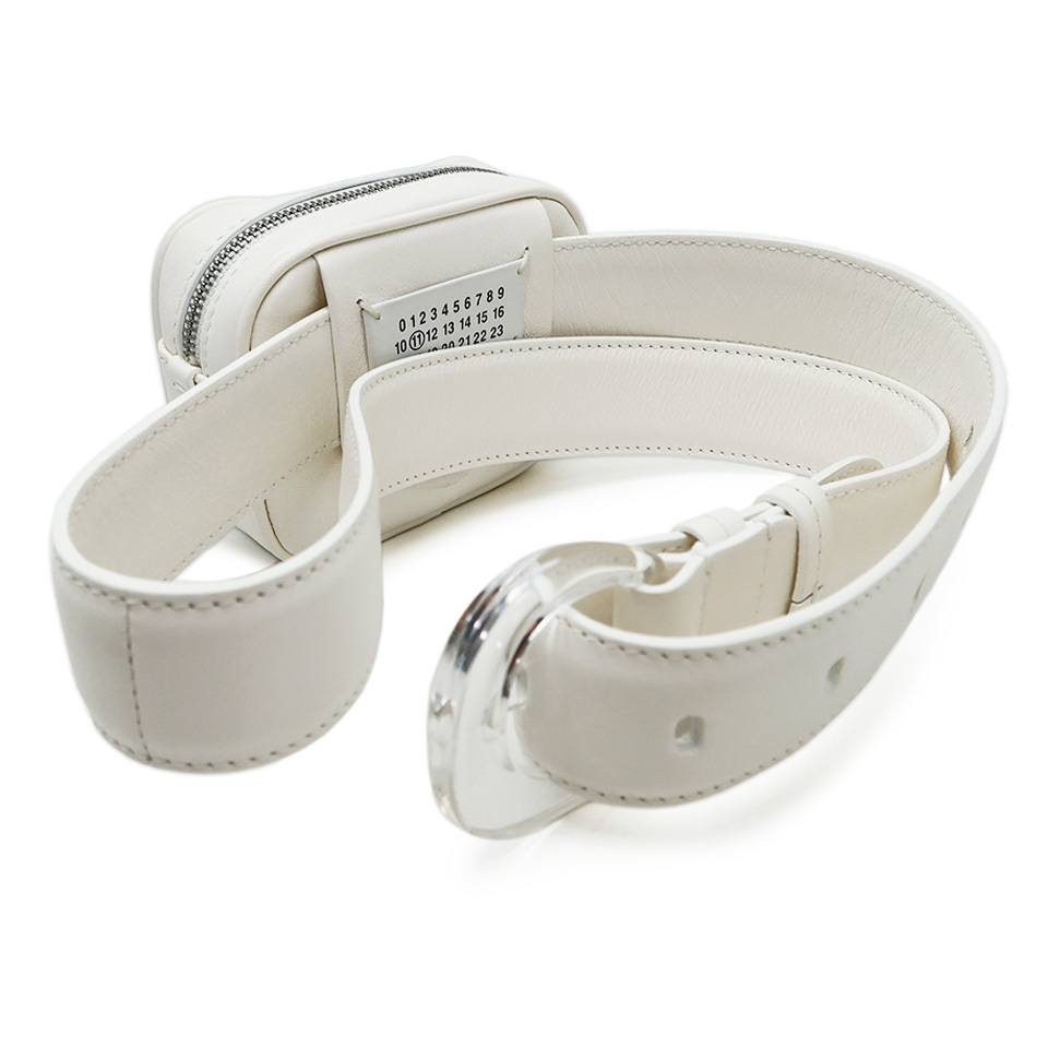  mezzo n Margiela gran s Ram Mini belt bag S56WB0013 PR818 leather white × silver metal fittings [ circle ten thousand quality store ]