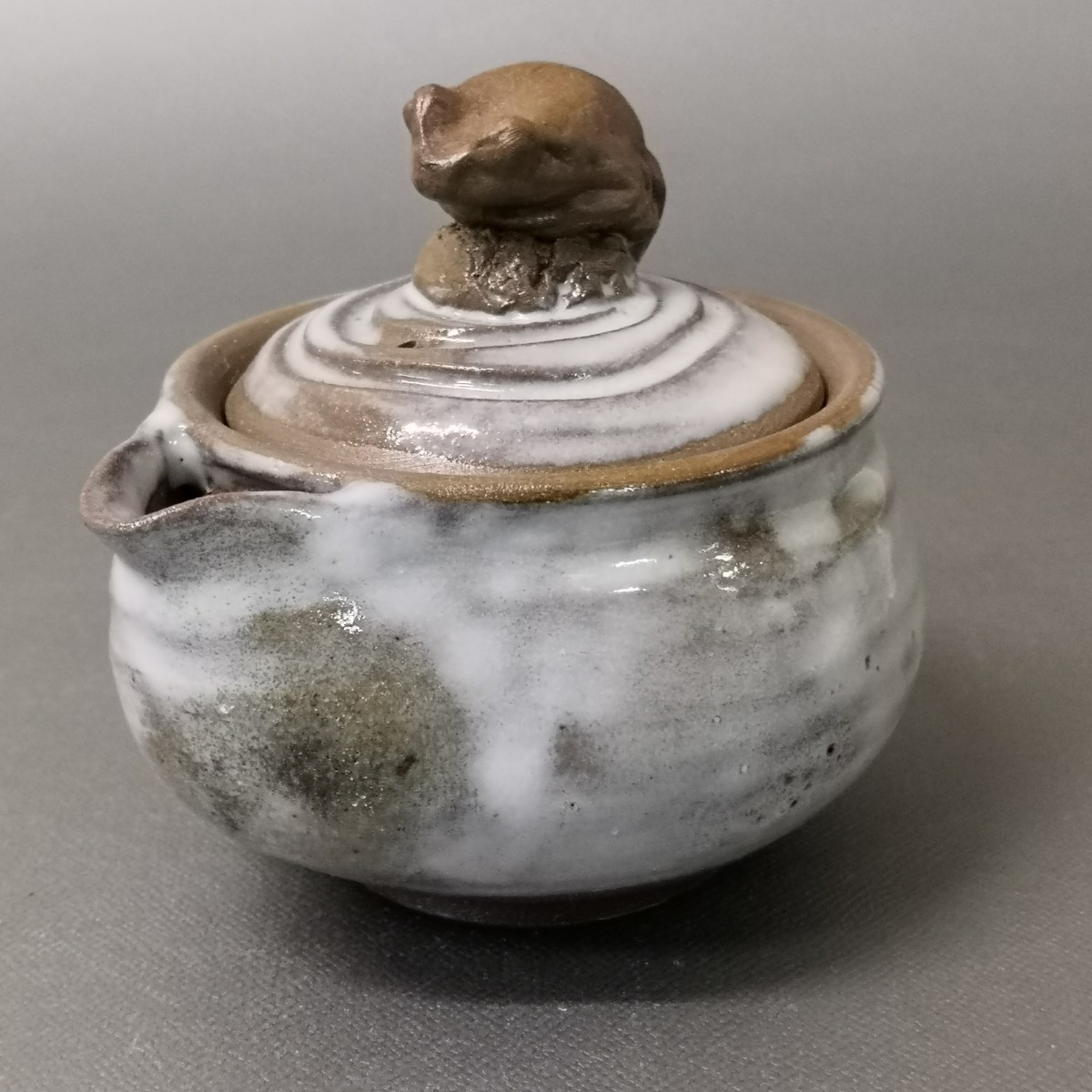 Zb45). bin unused . white glaze Ono wide person inspection : small teapot Bizen . Yakishime . tea utensils . tea utensils small teapot 