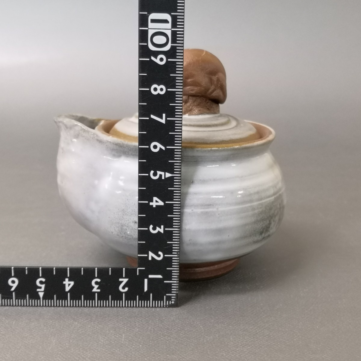 Zb62). bin unused . white glaze Ono wide person inspection : small teapot Bizen . Yakishime . tea utensils . tea utensils small teapot 