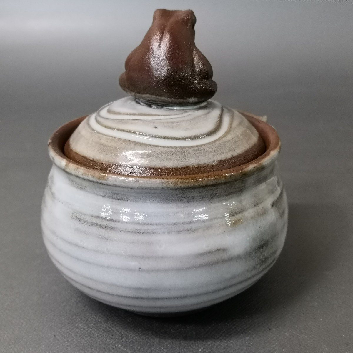 Zc20). bin unused . white glaze Ono wide person inspection : small teapot Bizen . Yakishime . tea utensils . tea utensils small teapot 