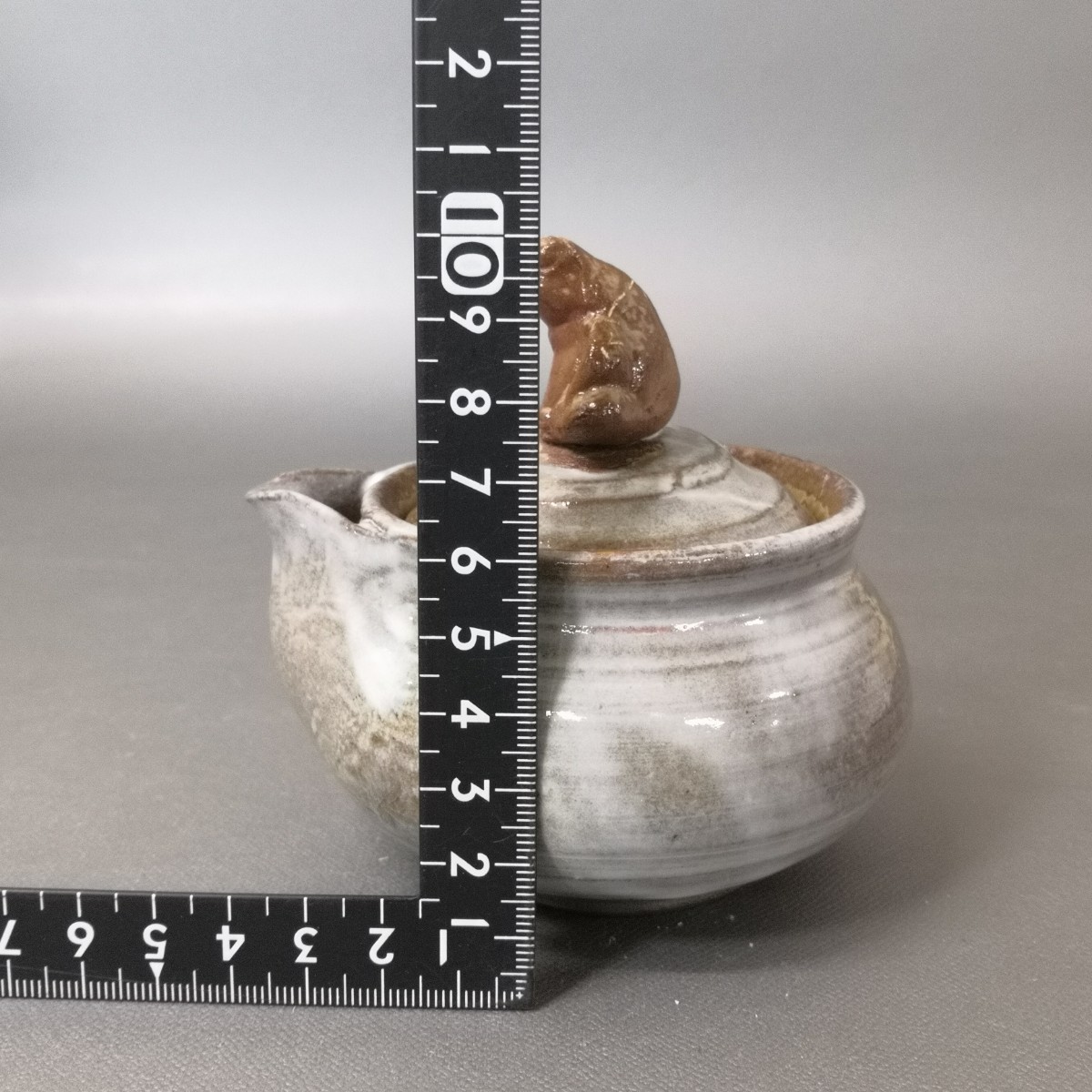 Zc50). bin unused . white glaze Ono wide person inspection : small teapot Bizen . Yakishime . tea utensils . tea utensils small teapot 