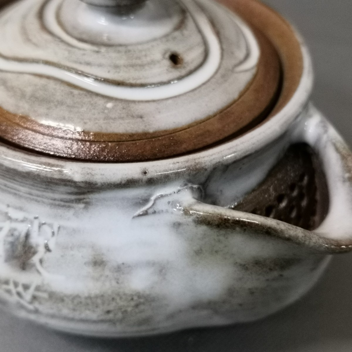 Zc60). bin unused . white glaze Ono wide person inspection : small teapot Bizen . Yakishime . tea utensils . tea utensils small teapot long life 10 .. sound .
