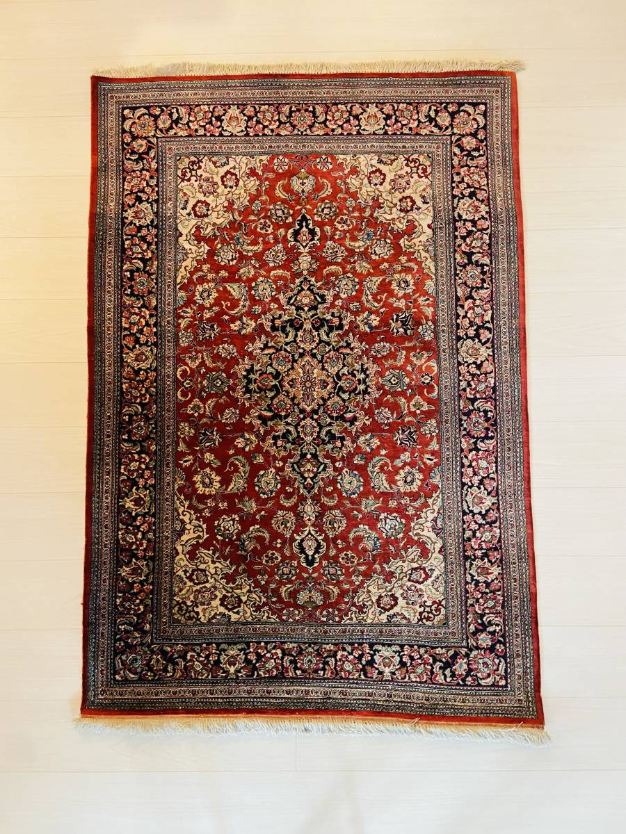 最高級ペルシャ絨毯 クム産 約120万円 シルク×シルク 手織り