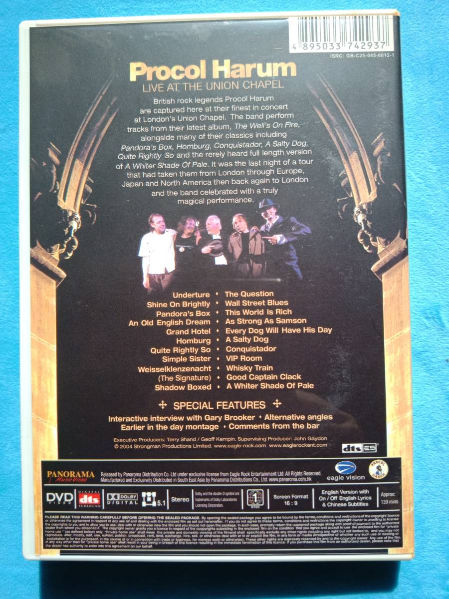 PROCOL HARUM / LIVE AT THE UNION CHAPEL【DVD】プロコル・ハルム_画像2