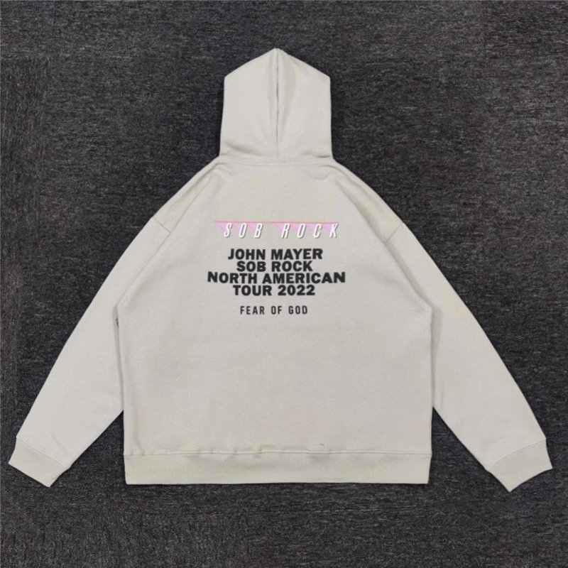 FEAR OF GOD フィアオブゴッドx SOB ROCK メンズ パーカー トップス tour printed hoodie ストリート ライトグレー_画像2