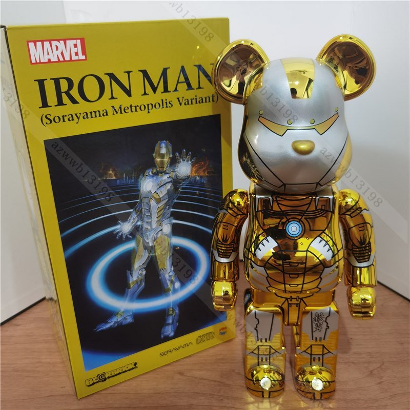 BE@RBRICK SORAYAMA IRONMAN REVERSE 400％ bearbrick ベアブリック メディコム・トイ 金 28cm_画像1