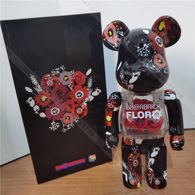 BE@RBRICK FLOWER 黒 花柄 ベアブリック おしゃれ プリザーブドフラワー MEDICOM TOY 400% メディコム トイ_画像1