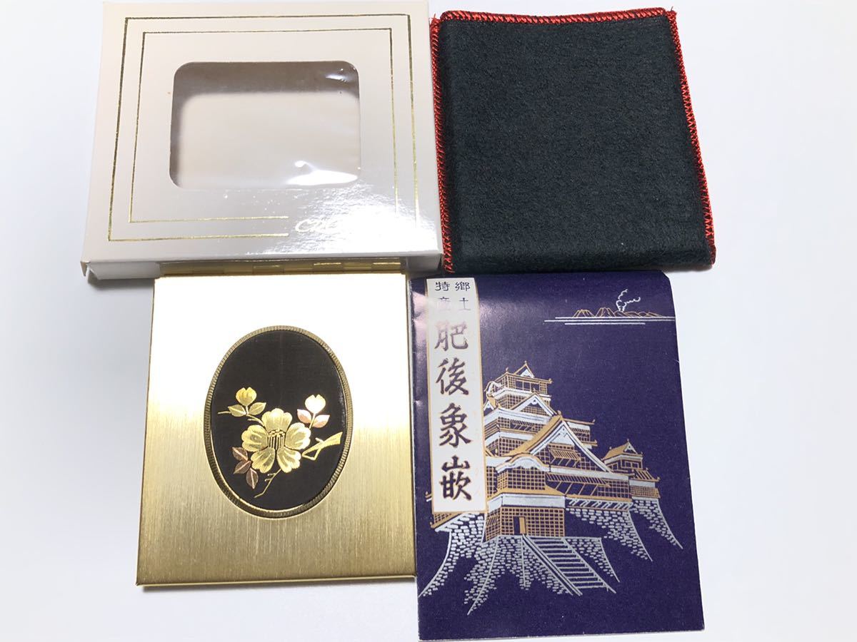  Iwata shop Ise city .. after .. original gold ... compact mirror beautiful goods felt cover * outer box attached 
