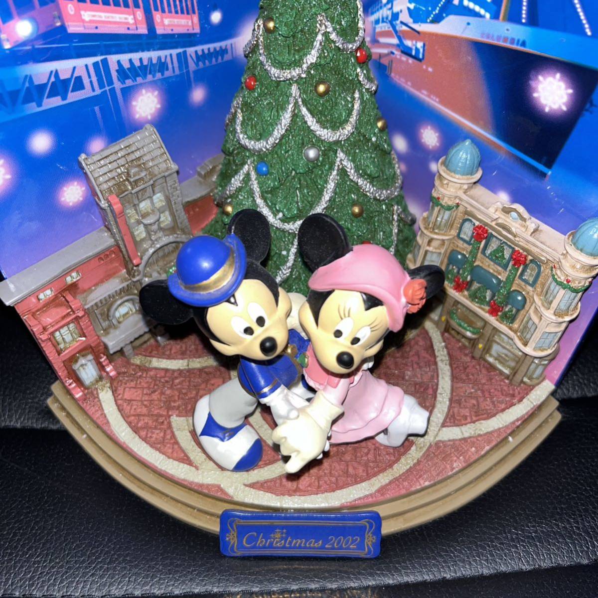 レア　レトロ　アンティーク　ビンテージ　TDL TDS TDR ディズニーシー　2002 クリスマス フィギュアリン ミッキー＆ミニー_画像2