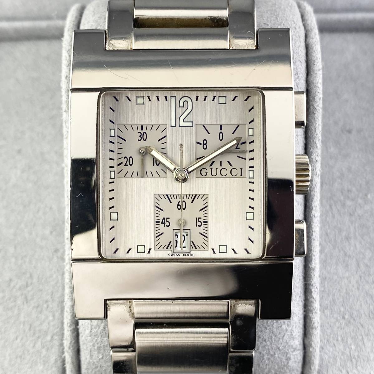 1円〜】GUCCI グッチ 腕時計 メンズ 7700 クロノグラフ シルバー 1円〜】GUCCI グッチ 腕時計 メンズ 7700 クロノグラフ シルバー