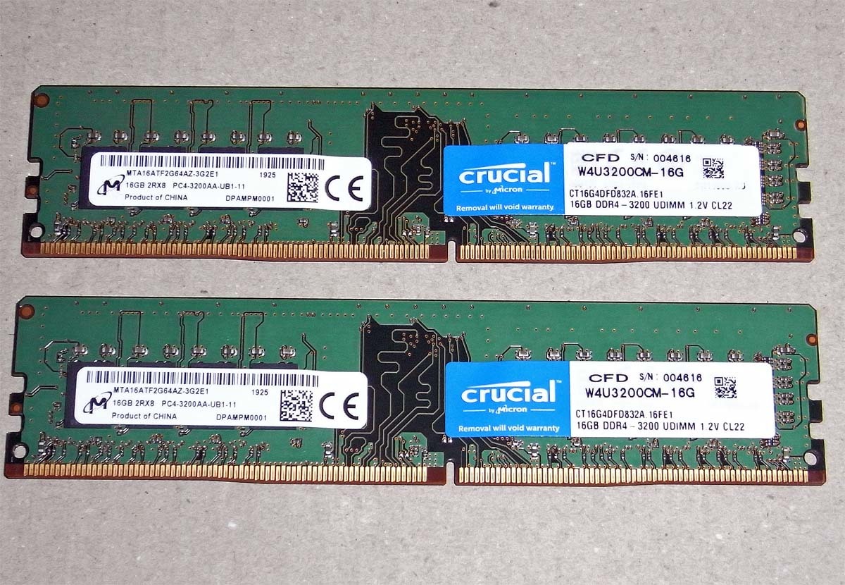 ★ Crucial Micron CFD PC4-25600 DDR4-3200 288pin DIMM 16GB 2枚組 合計 32GB ★_画像2