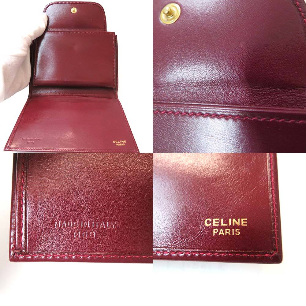 中古 セリーヌ 二つ折り長財布 ガマ口 レザー ABランク ボルドー ヴィンテージ レディース CELINE【送料無料】【三田店】_画像8