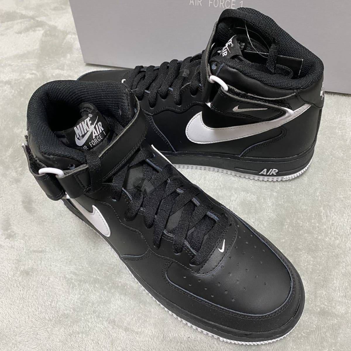 新品NIKE AIR FORCE 1 MID 07 ナイキ エア フォース1 ミッド 07 黒 白 正規品 27.5 US9.5 タグ付き 箱付き メンズ スニーカー_画像3