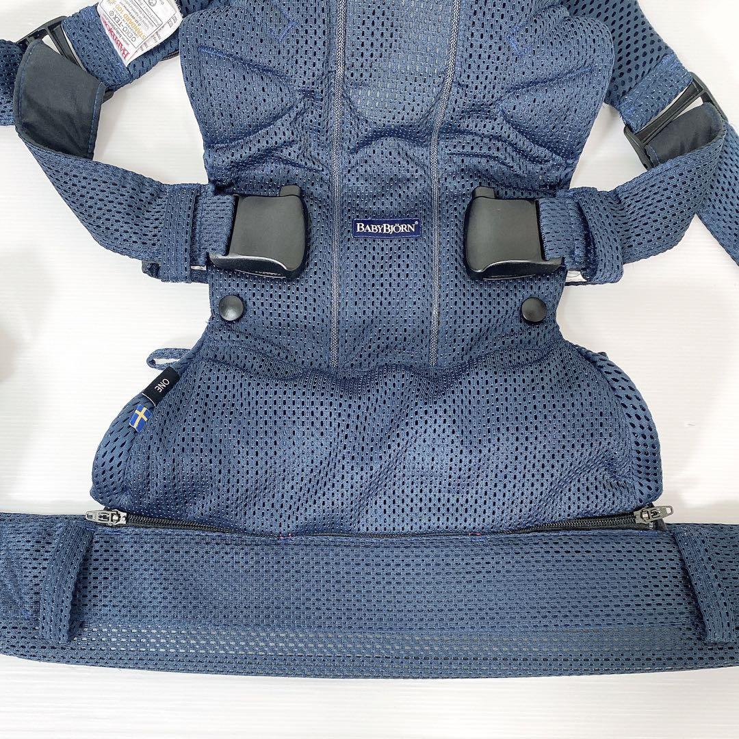 A080 美品 Baby Bjorn BABYBJORN ベビービョルン One Kai Air ワンカイエアー 抱っこ紐 メッシュ素材 3Dメッシュ  ネイビーブルー NAVY BLUE